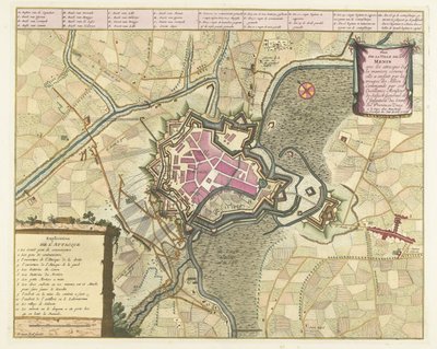 Kaart van het beleg van Menen, 1706 Müttefik birliklerinin (...) saldırılarıyla Menin Şehri