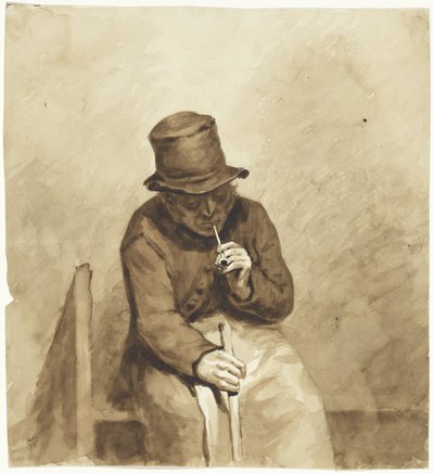 oturmuş sigara içen adam by Pieter van Loon