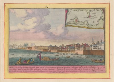 Endülüs'te, Guadalquivir nehri üzerinde, yarım adada bulunan Cádiz Cadix'in görünümü (...) (nesnedeki başlık) Theatrum Hispaniae (...) (dizi başlığı) by Pieter van den Berge