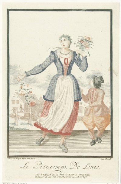 Bir demet çiçek olan kadın Le Printemps / The Spring (nesne üzerindeki başlık) Dört Mevsim (dizi adı) by Pieter van den Berge