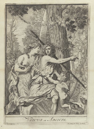 Venus ve Adonis ile seri çizim örneklerinden 11 yazdırın by Pieter van den Berge