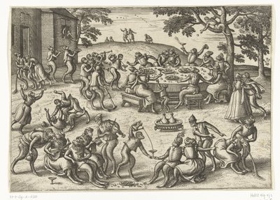 Açık hava ziyafeti Maymun oyunu (dizi başlığı) by Pieter van der Borcht (I)