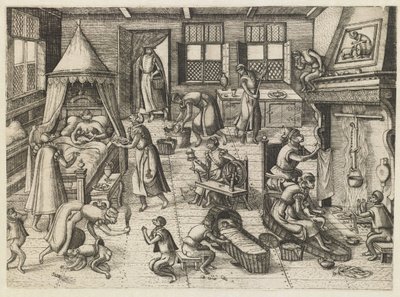çocuk odası Maymun oyunu (dizi başlığı) by Pieter van der Borcht (I)