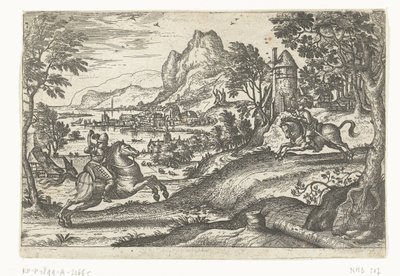 İki atlı ile manzara. by Pieter van der Borcht (I)