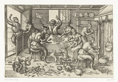 sıska mutfak Maymun oyunu (dizi adı) by Pieter van der Borcht (I)