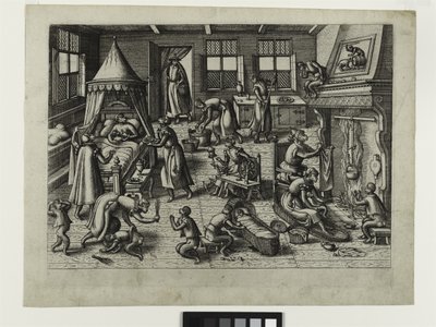 Kreş, c.1585 (gravür) by Pieter van der Borcht