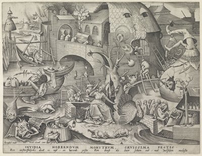 İmrenmek Invidia (nesne üzerindeki başlık) Yedi Ölümcül Günah (dizi başlığı) by Pieter van der Heyden