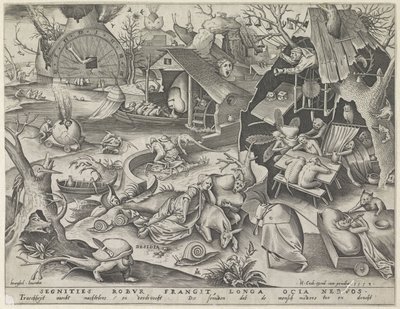Tembellik Desidia (nesne üzerindeki başlık) Yedi Ölümcül Günah (dizi başlığı) by Pieter van der Heyden