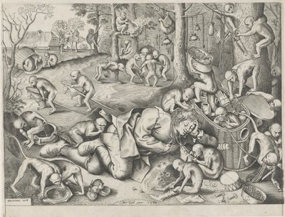 maymunlar tarafından soyulan seyyar satıcı by Pieter van der Heyden
