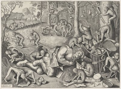 maymunlar tarafından soyulan seyyar satıcı by Pieter van der Heyden