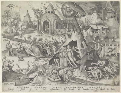 şehvet Luxuria (nesne üzerindeki başlık) Yedi Ölümcül Günah (dizi başlığı) by Pieter van der Heyden