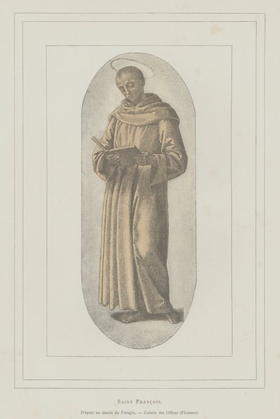 Assisi Aziz Francis (lito) by Pietro (after) Perugino