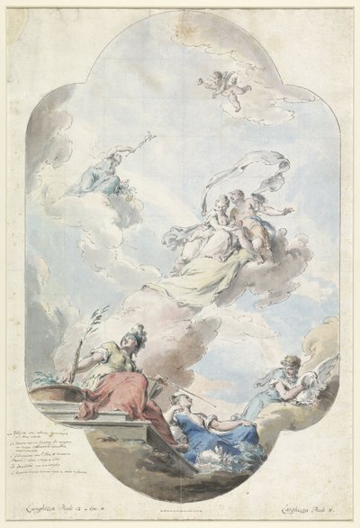 Evlilik Alegorisi Olan Bir Tavan Resmi Tasarımı by Pietro Antonio III Novelli