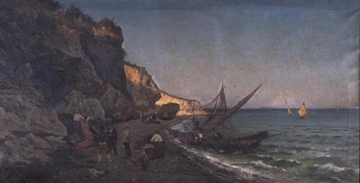 Gün batımında bir koyda balıkçılar by Pietro Barucci