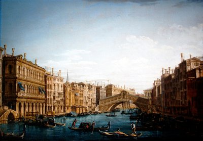Kuzeye Rialto köprüsüne bakan Büyük Kanal (tuval üzerine yağlı boya) by Pietro Bellotti