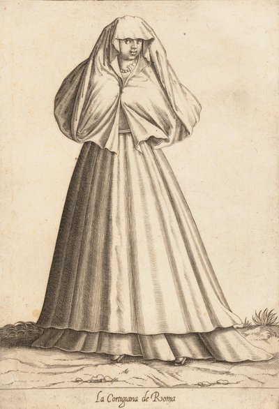 La Cortigiana de Roma Courtesan, yak. 1580. by Pietro Bertelli.