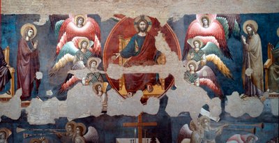 Son Yargılama Mesih, melekleri çevreler. Detay. Pietro de Cerroni dit Cavallini tarafından yapılan fresk (1273-1321 civarında aktif) 1293 Roma, Trastevere