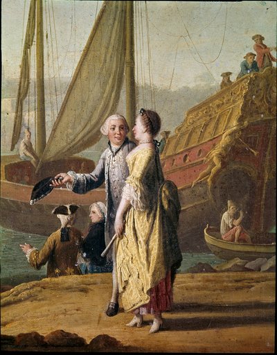 Bir gemi sahibi ve bir hanımefendi bir tür resminin detayı by Pietro Fabris