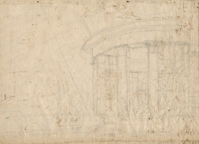 Gezici ile Çevrelenmiş Yuvarlak Bir Tapınakta Mimari Fantezi (versi) by Pietro Gonzaga