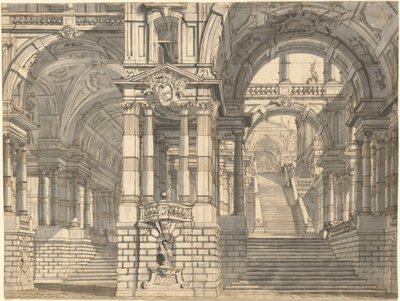 Anıtsal Merdivenli Muhteşem Avlular ve Loggie Fantazisi by Pietro Gonzaga