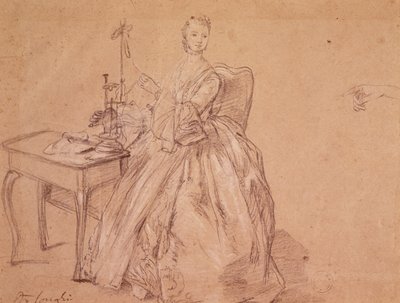 Dönen bir kadın (kağıt üzerinde mum boya ve beyaz tebeşir) by Pietro Longhi
