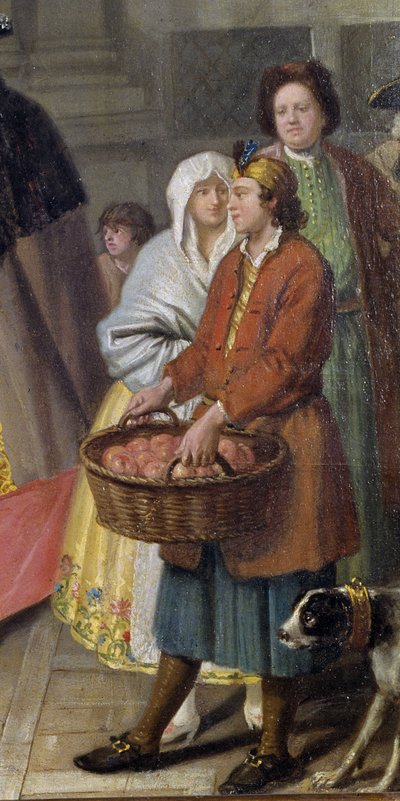 Maske veya Elma Satıcısı ile görüşme (detay) by Pietro Longhi