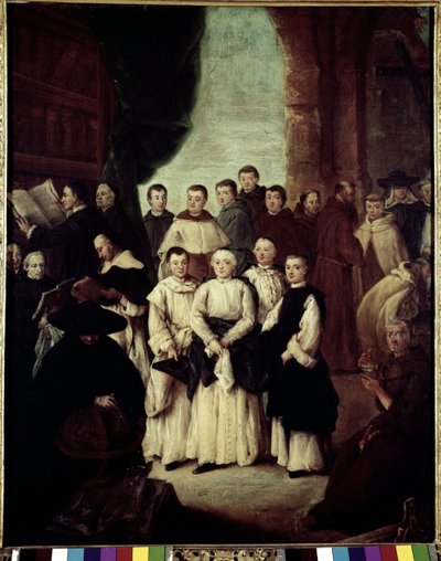 Venedik Kardeşliği (La frateria di Venezia) - Tablo Pietro Longhi (1702-1785), tuval üzerine yağlı boya, 61x49 cm by Pietro Longhi