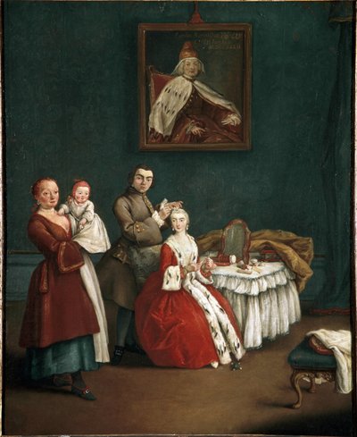 Kuaför (Kuaför) Tablo Pietro Longhi (1701-1785) 1760 Dim 63x51 cm Venedik, Ca 