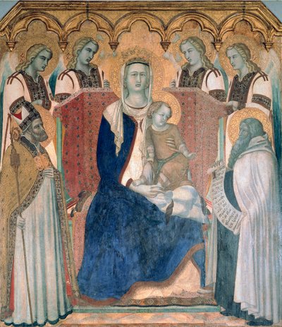 Madonna ve Çocuk, Azizler ve Melekler Pietro Lorenzetti (yaklaşık 1280-1348), ahşap üzerine tempera by Pietro Lorenzetti