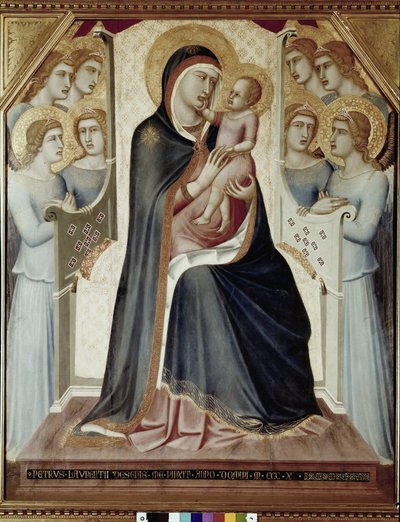 Madonna ve meleklerle tahttaki çocuk (ahşap üzerine Tempera by Pietro Lorenzetti