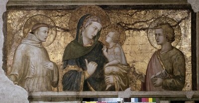 Aziz John ve Aziz Francois Fresco arasındaki Bakire ve Çocuk Pietro Lorenzetti (1280-1348), Assisi (Assisi), Aşağı Bazilika, Orsini Şapeli. by Pietro Lorenzetti