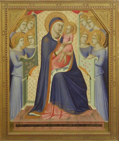 Meleklerle taçlandırılmış bakire ve çocuk, 1340 (panelde mizaç) by Pietro Lorenzetti