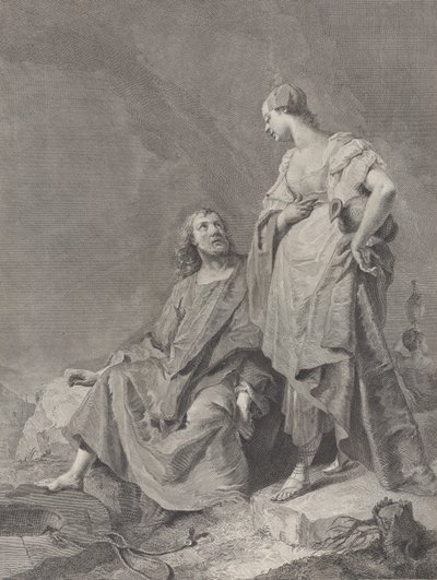 Kuyudaki İsa ve Samiriyeli kadın, kutsal kitabın 112 baskı serisinden..., 1743-63 by Pietro Monaco