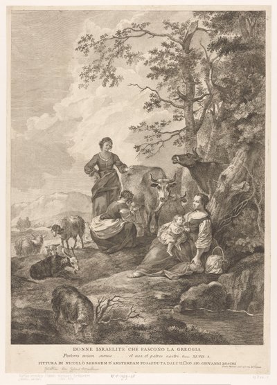 İsrailli kadınlar sürüyü güdüyor Donne İsrailli che pascono la greggia (nesnedeki başlık) Yeni ve Eski Ahit (dizi başlığı) by Pietro Monaco