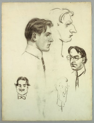 Recto: Karikatür eskizleri; verso: çıplak kadın ayakta by Pietro Montana