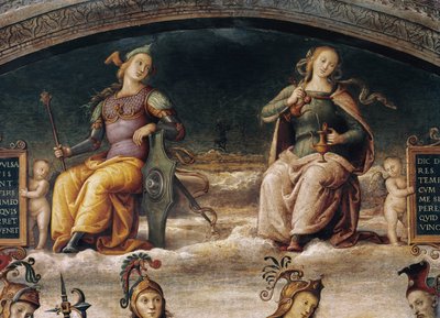 Cesaret ve Temperance, detay (fresk by Pietro Perugino