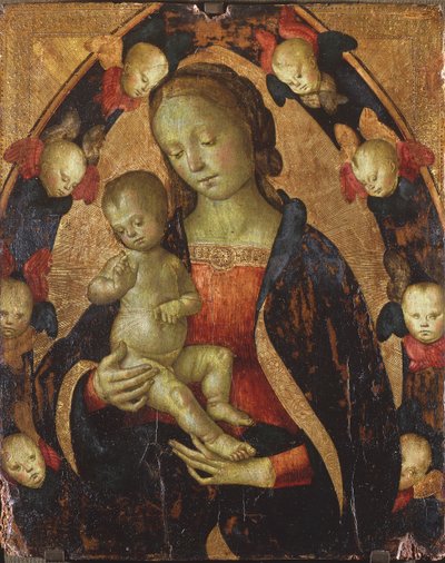 Madonna ve Çocuk, meleklerle çevrili, c.1475 by Pietro Perugino