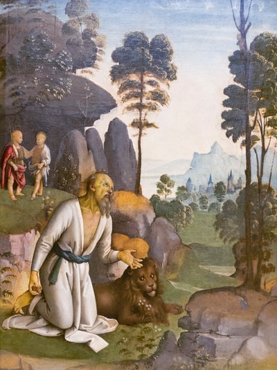 Aziz Jerome tövbe içinde by Pietro Perugino