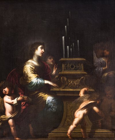 Aziz Cecilia,1660 (tuval üzerine yağlıboya) by Pietro Ricchi