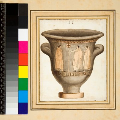Kırmızı figürlü vazo (siyah tebeşir, bazılarında tükenmez kalem ve kahverengi mürekkep. sulu boya ile renklendirilmiş) by Pietro Santi Bartoli