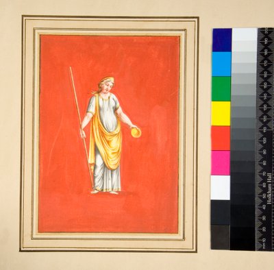 Stephaneli kadın figürü (siyah tebeşir, bazıları kalem ve kahverengi mürekkeple. sulu boya ile renklendirilmiş) by Pietro Santi Bartoli