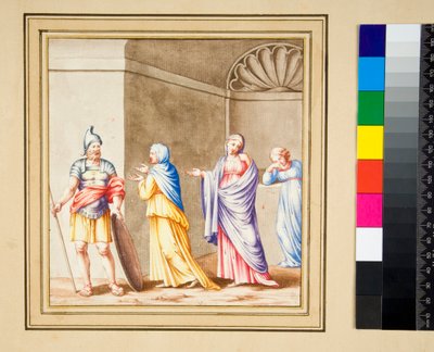 Sözde Coriolanus (siyah tebeşir, bazıları kalem ve kahverengi mürekkeple. sulu boya ile renklendirilmiş) by Pietro Santi Bartoli