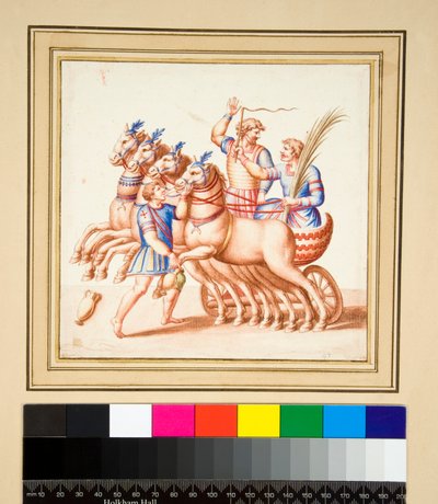 İki araba sürücüsü (siyah tebeşir, bazıları tükenmez kalem ve kahverengi mürekkeple. sulu boya ile renklendirilmiş) by Pietro Santi Bartoli