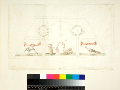 Villa Madama'nın tonozları (siyah tebeşir, bazıları tükenmez kalem ve kahverengi mürekkeple. sulu boya ile renklendirilmiş) by Pietro Santi Bartoli