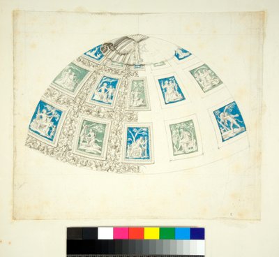 Villa Madama'nın tonozları (siyah tebeşir, bazıları tükenmez kalem ve kahverengi mürekkeple. sulu boya ile renklendirilmiş) by Pietro Santi Bartoli