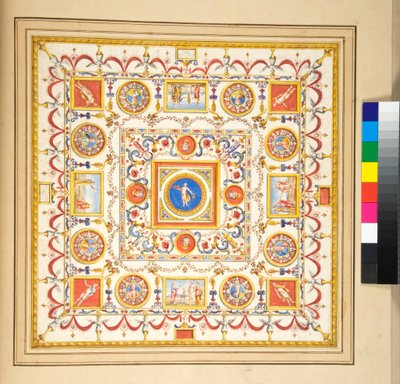 Volta del Palazzo di Augusto (siyah tebeşir, bazıları kalem ve kahverengi mürekkeple. sulu boya ile renklendirilmiş) by Pietro Santi Bartoli
