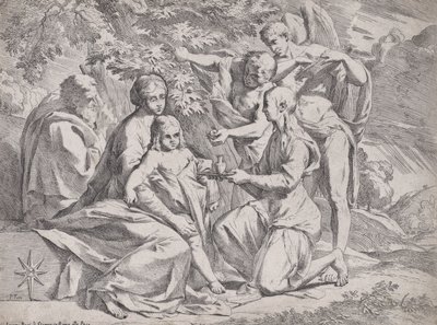 Meleklerin katıldığı Kutsal Aile, ca. 1642-44. by Pietro Testa
