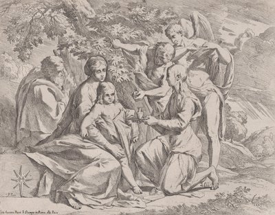 Melekler tarafından beslenen Kutsal Aile, ca. 1642-44. by Pietro Testa