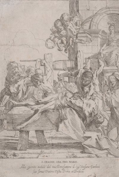 İç organları çıkarılmış secdede bulunan Aziz Erasmus