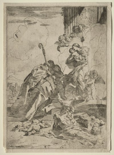 Üç Lucchese Saints, veba Kurbanları için Bakire ile aracılık ediyor, yaklaşık. 1630-31. by Pietro Testa